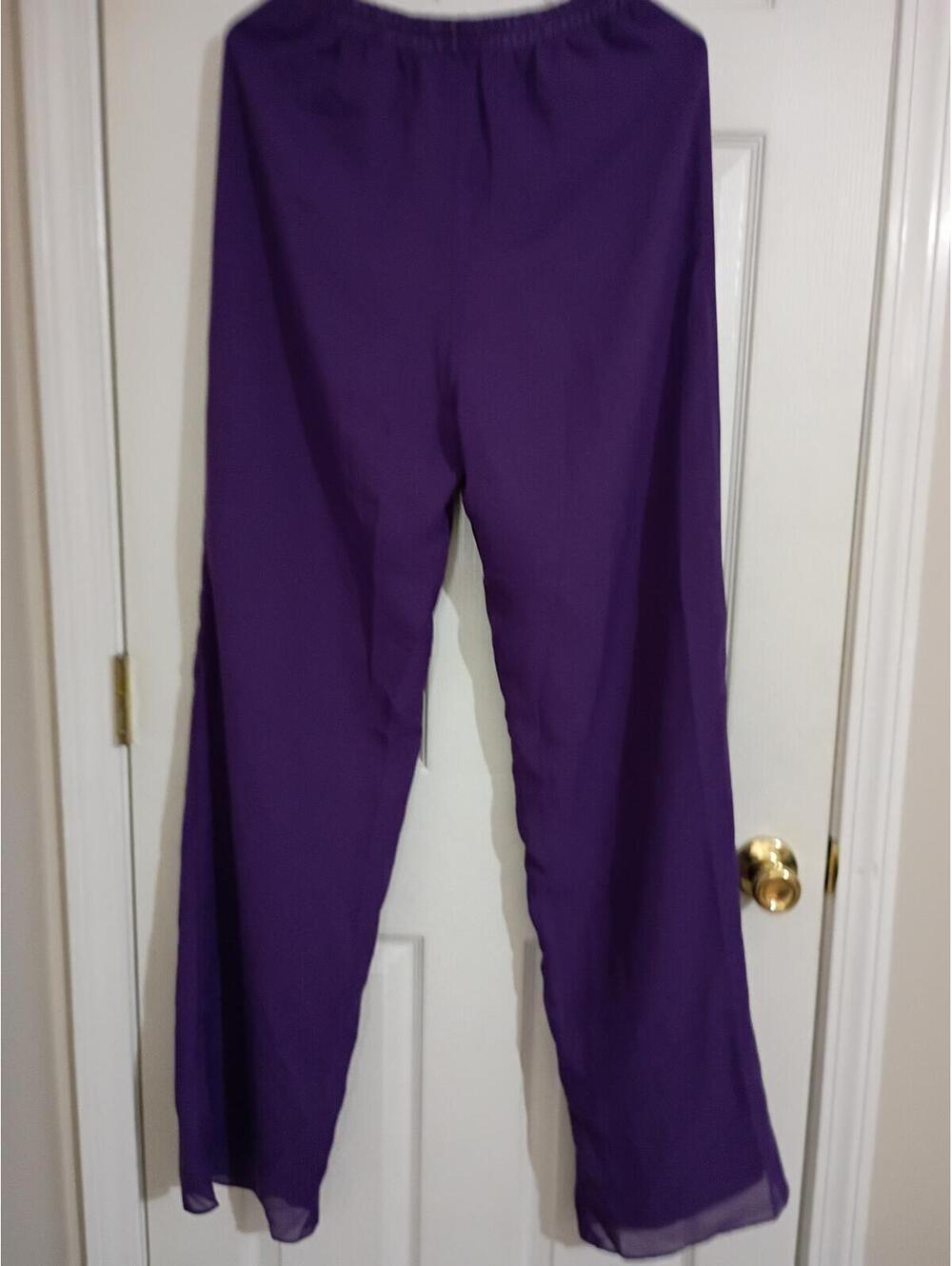 Purple Wide-Leg Chiffon 3 pc Pant suit